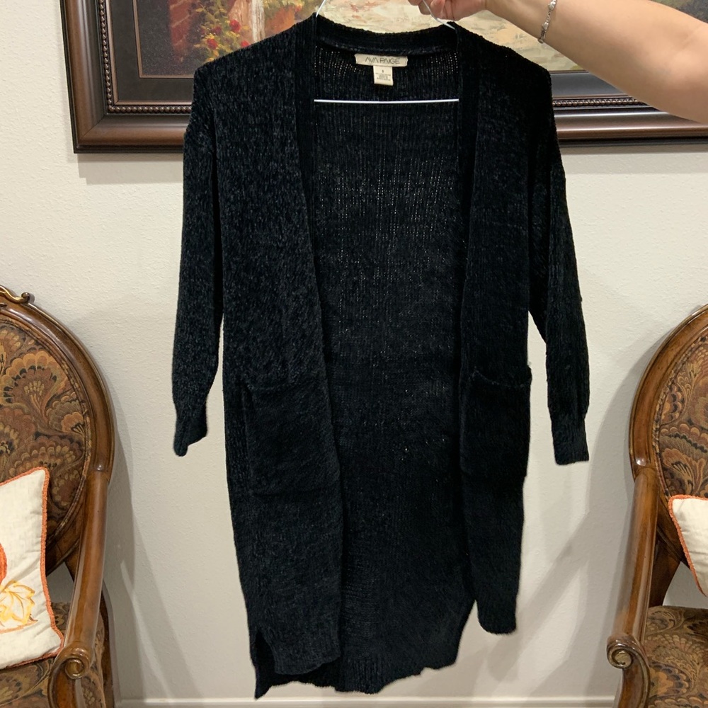 Black Long Knitted Cardigan